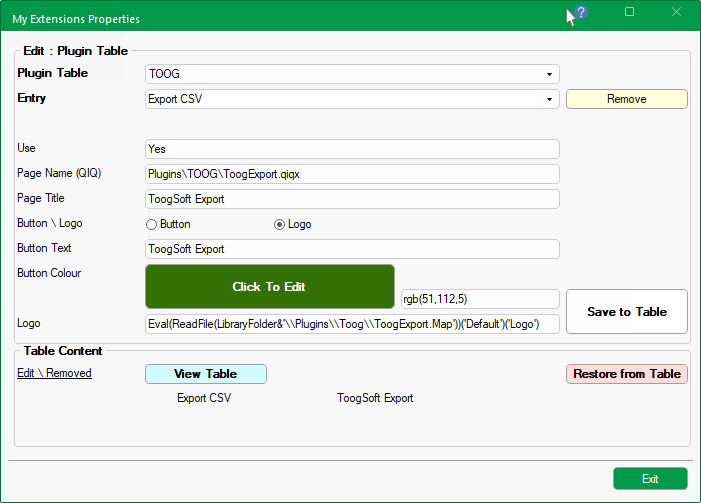 Click to view PlugIn table