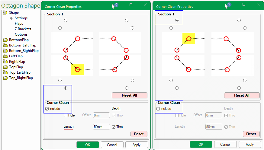 Click to view more examples of Sections and their shape options