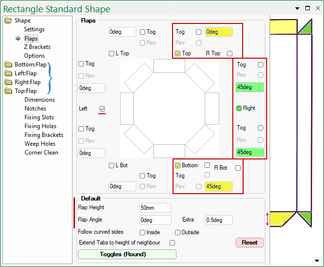 Click to view Dimensions page and an example of Secondary Flaps