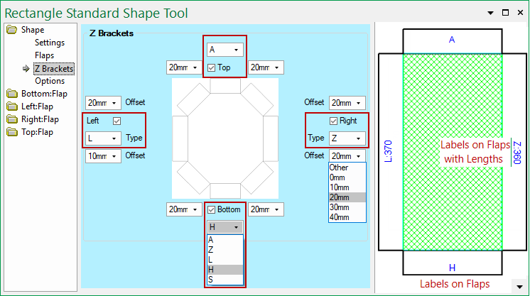 Brackets are only present when the flap is present&nbsp;i.e. must be enabled on the Flaps page&nbsp; -&nbsp; Click to view Flaps page